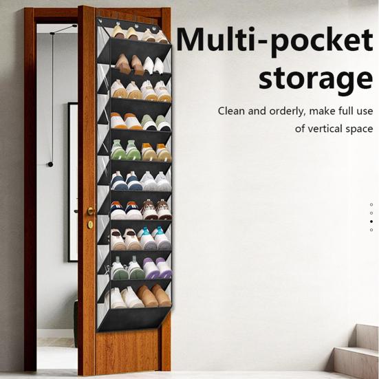 10 Tier Clear Over the Door Shoe Organizer 10 Large Deep Pockets Fit 20