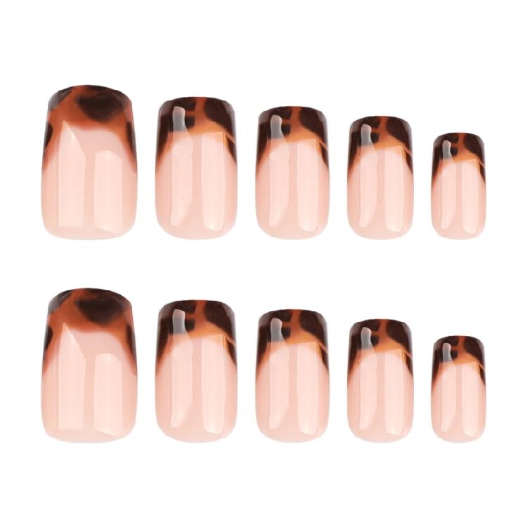 24Pcs Press on Nail Almond Glues on Nail French Fake Nail Designs False Nail Artificial Nail Gifts for Women and Girls