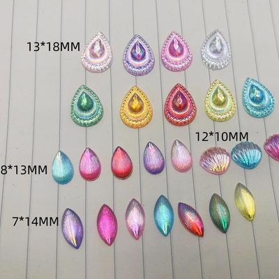 Gemischte Form und Farbe Pfauenschwanz Edelsteinaufkleber für DIY Schmuck