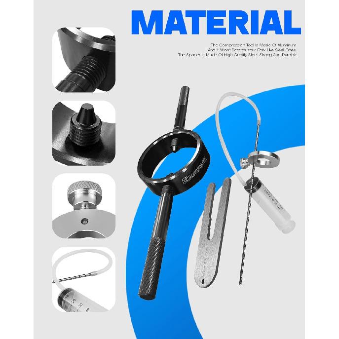 Universal Motorcycle Fork Spring Compressor Tool, Fork Oil Level Tool for Most Upside Down Streetbike Motorcycle Forks
