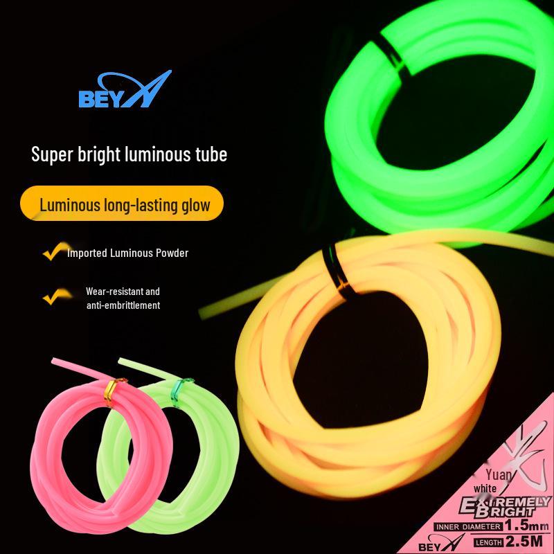 Set di Montature Tubolari Luminose BEYA: Ami e Filo da Pesca Fluorescenti con Manicotti in Silicone Super Luminosi per la Pesca Notturna