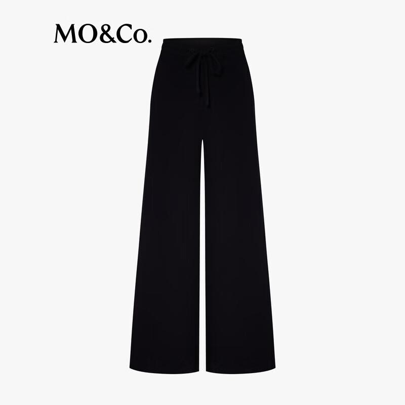 MO&Co. Autumn High-Waist Drawstring Wide-Leg Fleece Pants