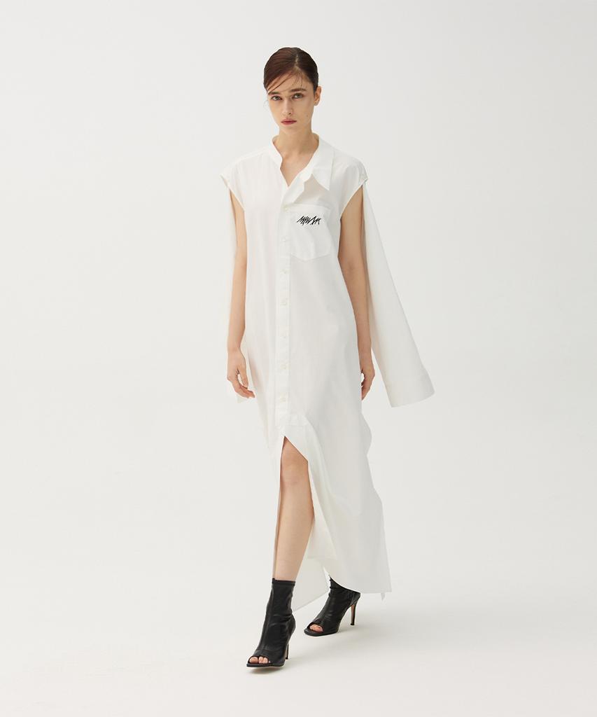 Meuameu Asymmetric Logo Long Shirt