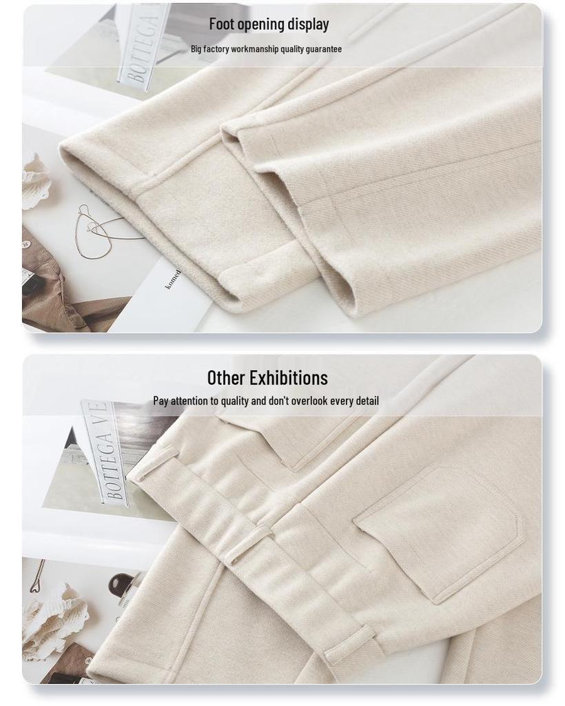 Apricot Wool Blend High-Waist Harem Pants for Women - 2024 Autumn/Winter Collection