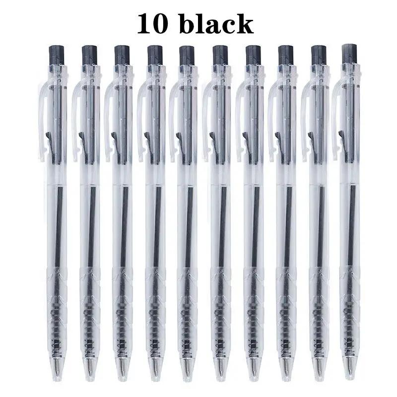 10 Pcs/set 0.7mm Retractable Ballpoint Pen Simple Press Ball Pen Wholesale Gel Pens Student Stationery Office Accessories