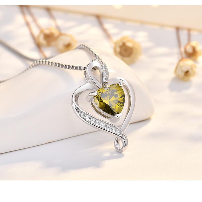 

BELLA BOX White Copper Double Heart Pendant Necklace, A Woman s Heart In Harmony, Elegant And High-end, Set With Zircon Heart Necklace Chain length 45cm жёлтый/зелёный