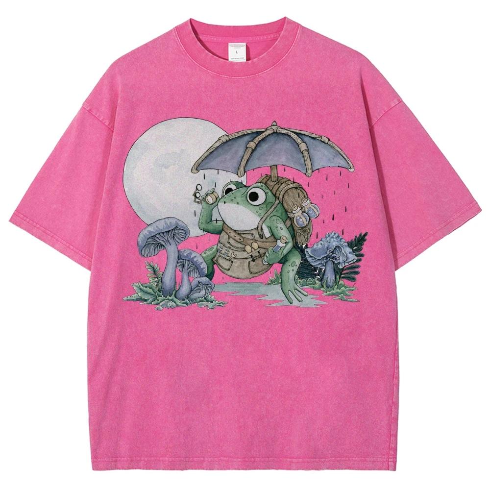 Graphic Short Sleeve Y2K Style Women's T-Shirts Frog Umbrella Pattern Print Top Cheap Items Unisex Fit Clothes Trendy