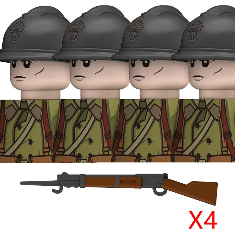 Non-Toxic Ww2 French Military Soldeirs Building Blocks Italy Warrior Italian Infantry Officer Gun Helmet Army War Weapon Bricks Toys Gift