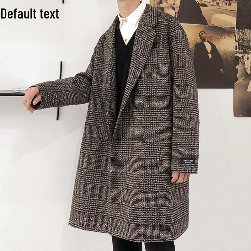 

Мужское модное двубортное клетчатое шерстяное пальто - Осень/Зима, корейский стиль, большой размер, гонконгская мода 4XL