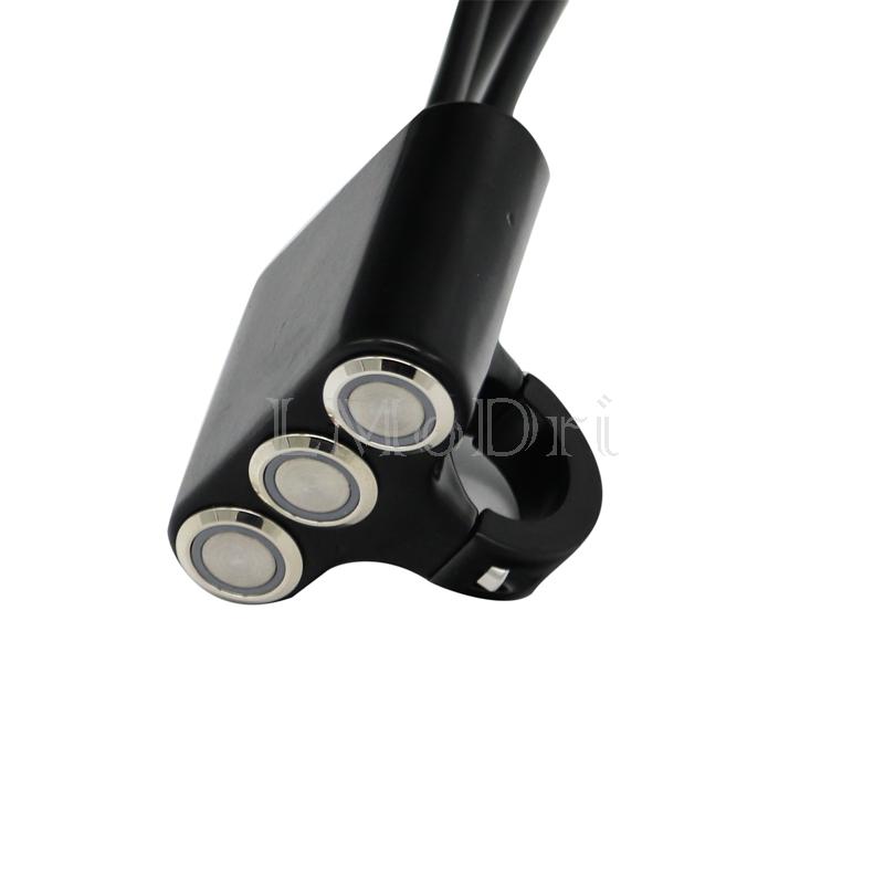 LMoDri Motorcycle Switch 22mm Handlebar Mount Switches Headlight Hazard Brake Fog Light ON-OFF Aluminum Alloy With Indicator
