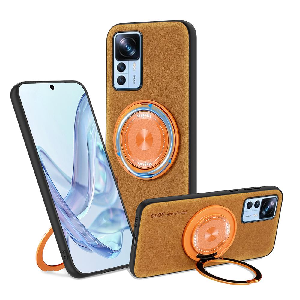 Für Xiaomi 12T 12T Pro Schafsleder Schwenkhalterung Magnetische Weiche Kante Anti-Sturz Anti-Fingerabdruck Handyhülle
