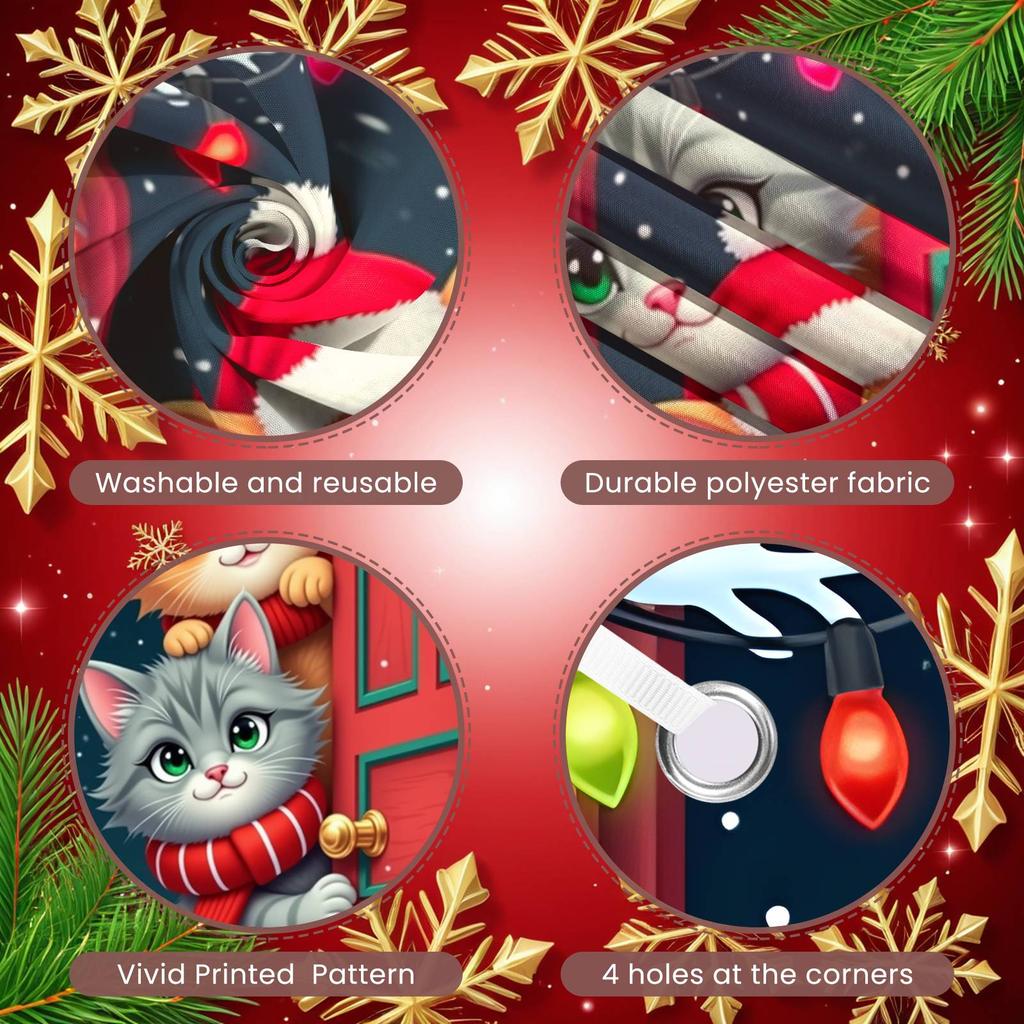 Christmas Banner Brick Wall Festive Banner Holiday Display Cute Kitten Backdrop For Christmas Eve Family Event Winter
