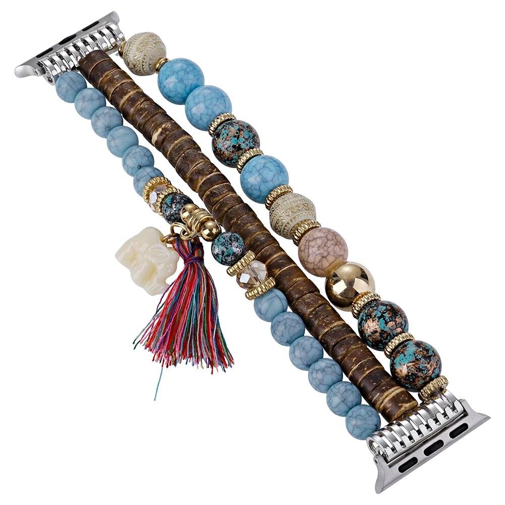 

Браслет з бісеру для Apple Watch 38 мм/40 мм/41 мм 42 мм/44 мм/45 мм для жінок, чоловіків Еластичний браслет ручної роботи Ремінець для годинника iWatch 38/40/41mm синій