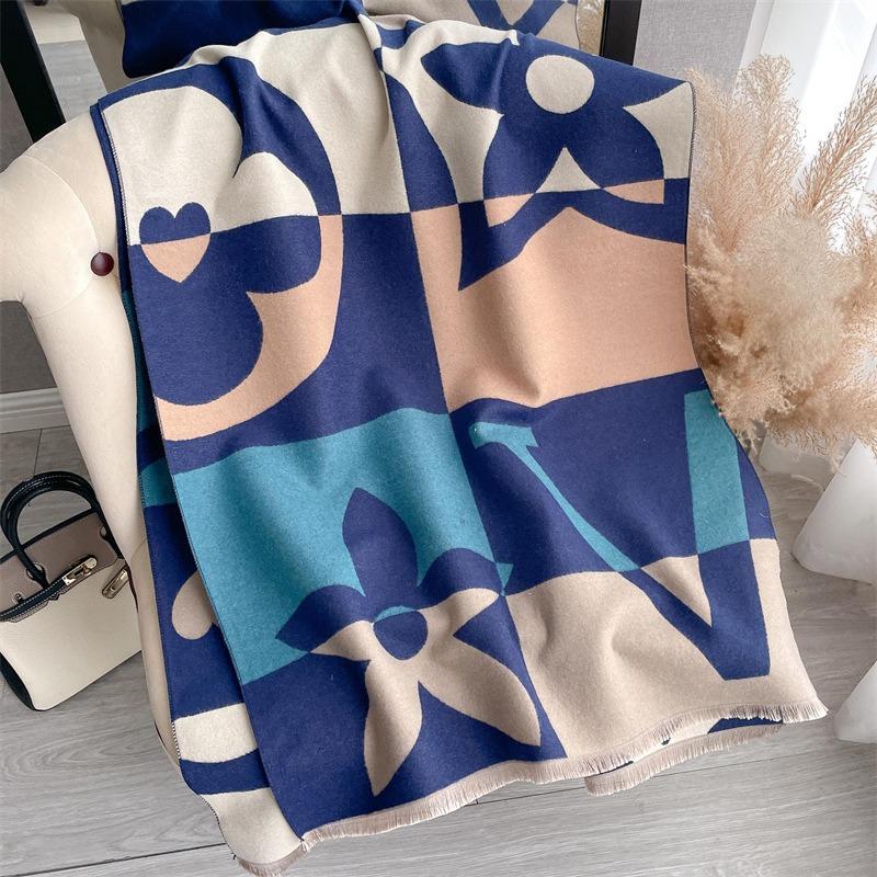 Camellia cashmere scarf women's winter senior sense versatile thickened warm scarf air conditioner shawl
