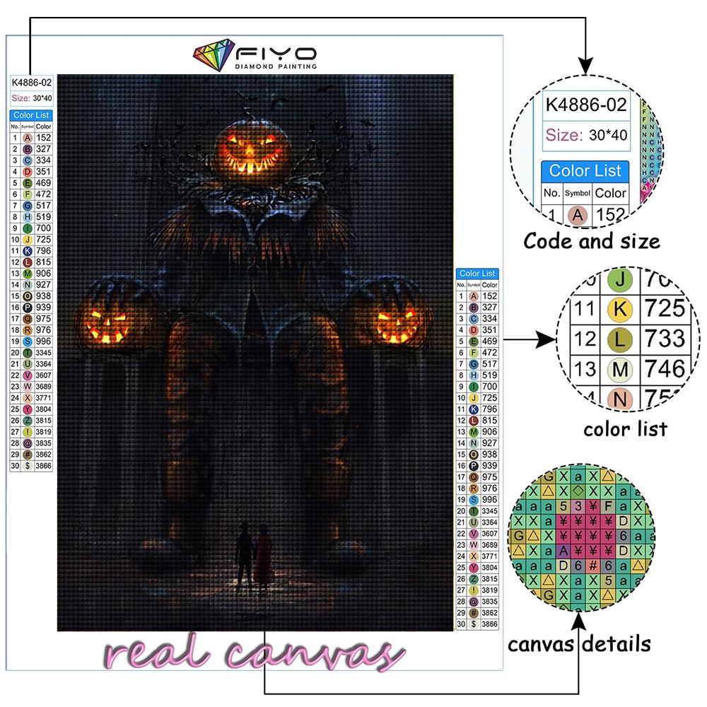 Diamond Painting Halloween Scary Pumpkin Head Man Embroidery Cross Stitch Rhinestone Home Decor