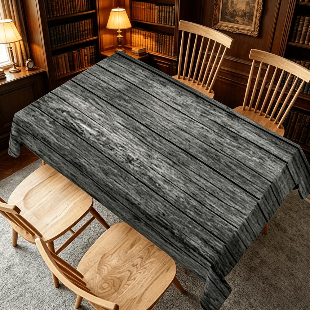 2D flat party tablecloth, 1 piece, grey wood-grain printed tablecloth, suitable for both indoor and outdoor usezyc