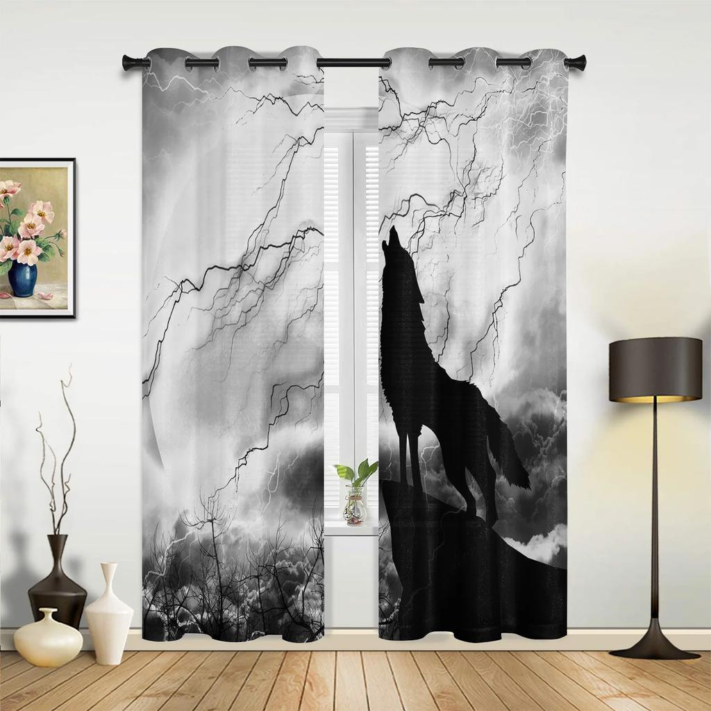 Tier Weißer Wolf Vorhänge für Schlafzimmer Wohnzimmer Vorhänge Küche Kinderzimmer Fenstervorhang Moderne Heimdekoration