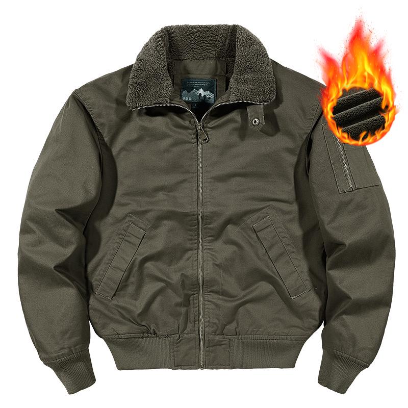 Men's Winter Fleece-Lined Bomber Jacket: High-End Fashion Outerwear for Cold Weather