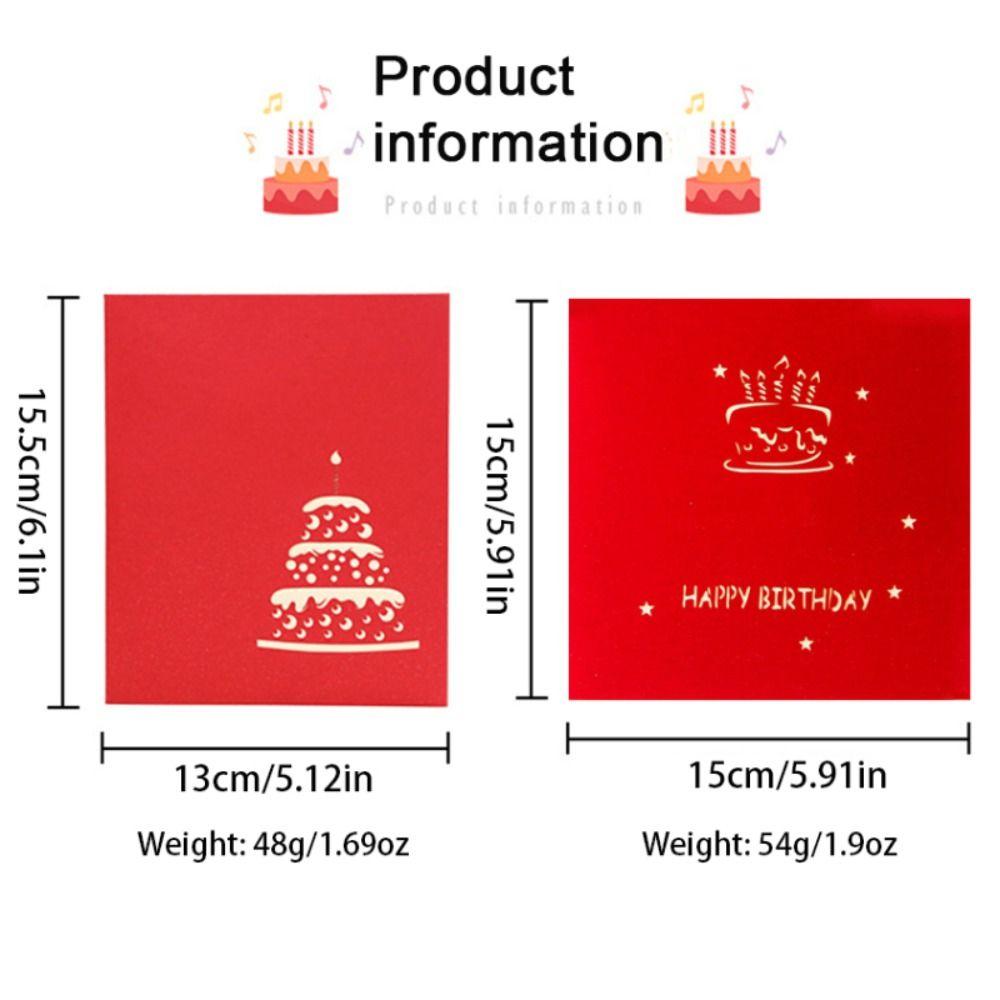 Creative 3D Music Light Birthday Cards Foldable Blessing Cake Holiday Card  All Ages