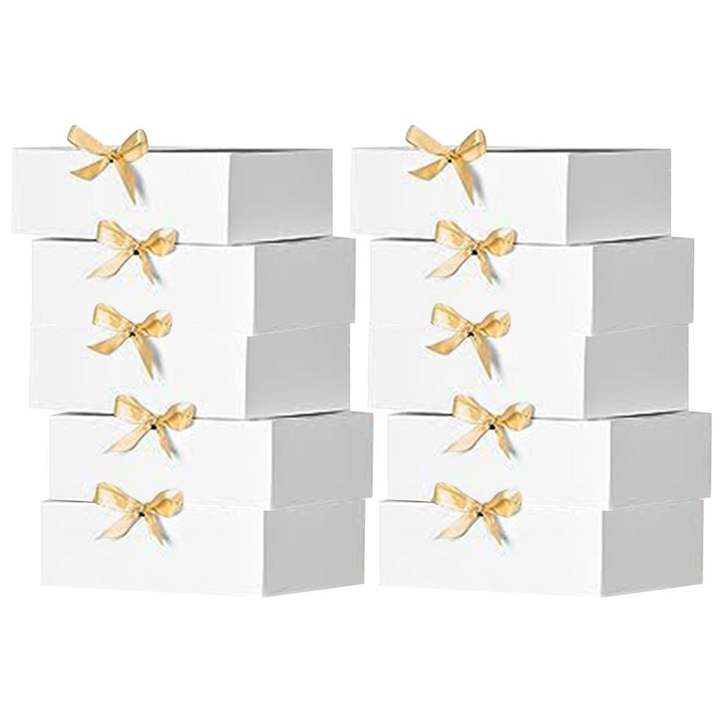 Gift Boxes With Lids, 6.5''x6.5''x2'' Black Gift Boxes For Presents, Paper Boxes Gift Boxes With Ribbon For Birthday Wedding Party Chocolate Candy