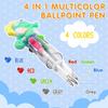 arscniek 40Pcs Multicolor Pen in One, 4-in-1 0.5mm Fine Point Cute Pens, Fun Kawaii Ballpoint Pen for Children's Party Favors, Classroom Prizes,