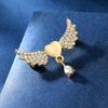 Women Dazzling Wings Heart With Water-Drop Design Crytsal Brooches Beauty Full Rhinestone Paved Golden Lapel Pins For Lady Girls