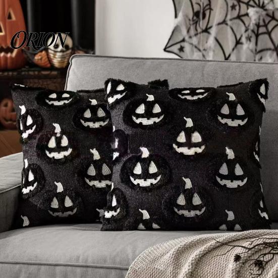 Unique Halloween Home Accessories Plush Pumpkin Cushion Cover, Throw Pillow 18 x Farmhouse Fall Covers Inches Maple Leaf Case for Sofa Couch