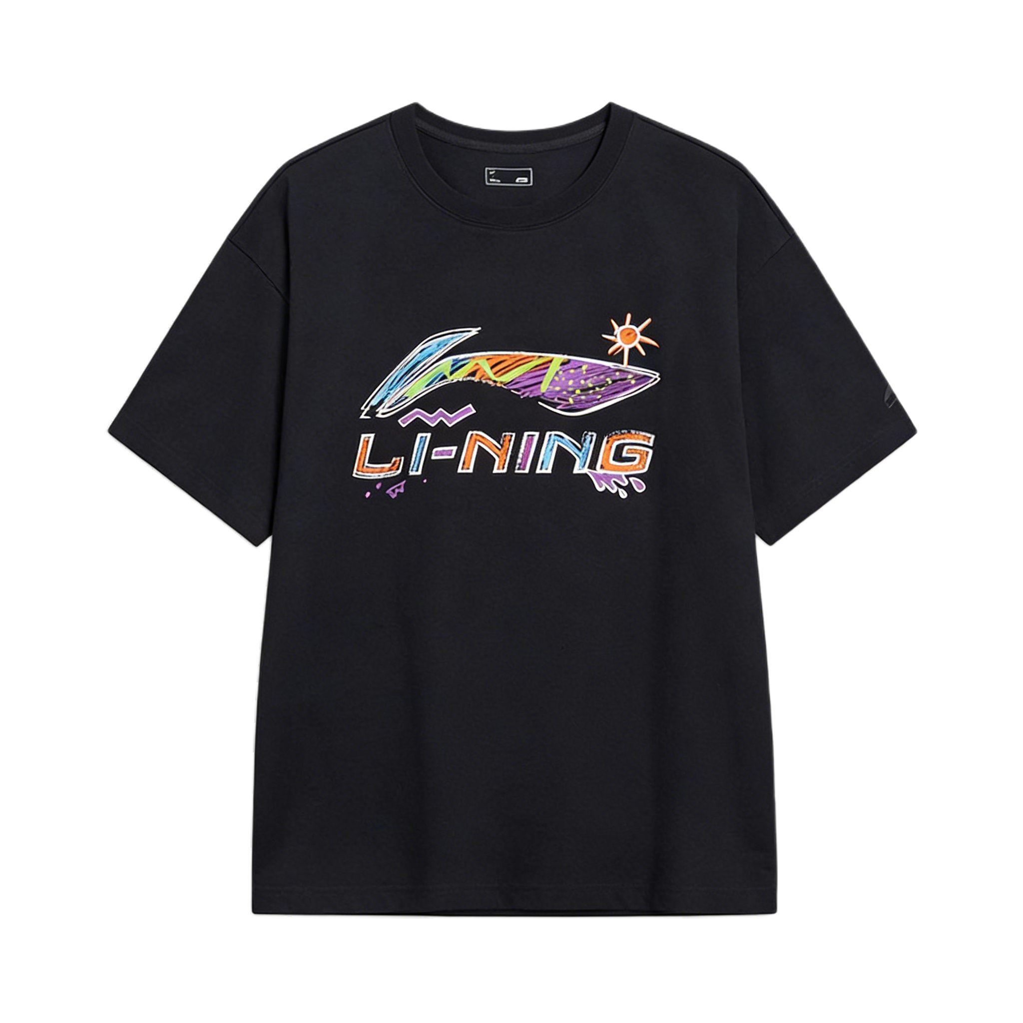 Li Ning T Shirts Unisex Black Crew Neck AHSW745-1 3XL