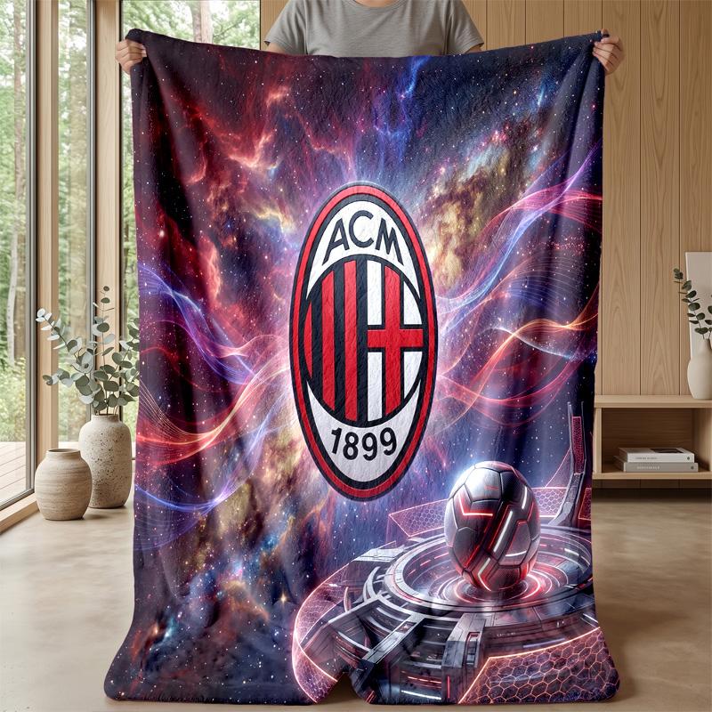 AC Milan Theme Blanket Soft Flannel Blanket Plush Throw Blanket Cozy Sofa Bed Blanket for Home Decor