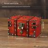 Vintage Wooden Treasure Chest with Lock - Jewelry Box & Film Prop