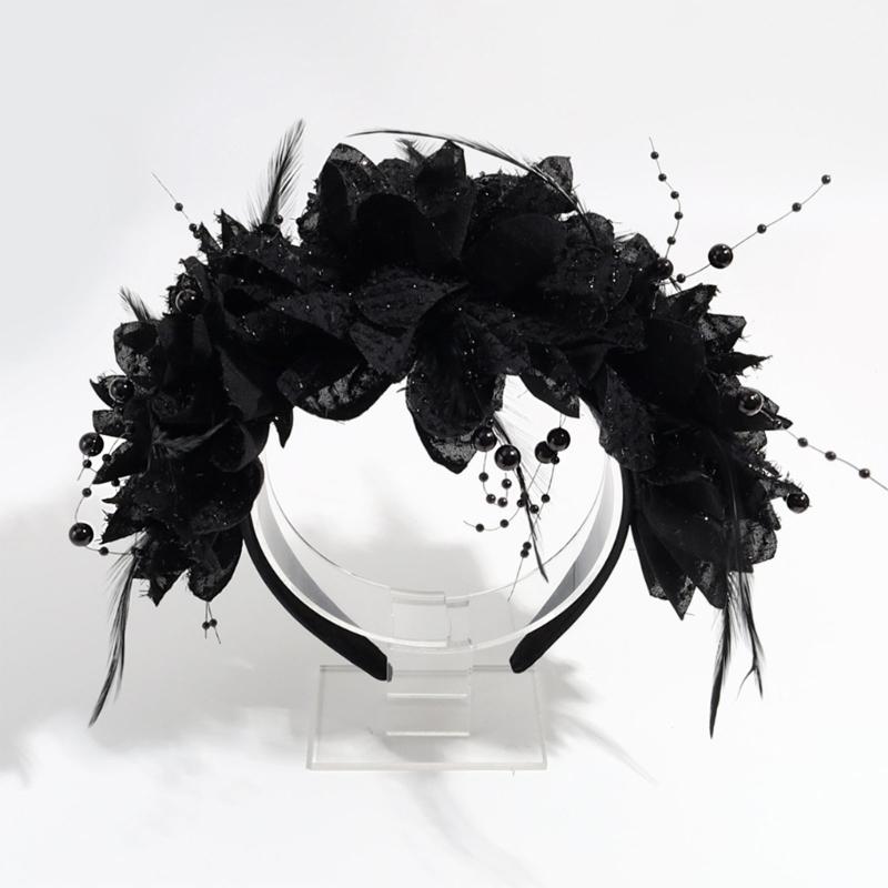 Perlenbesetzter Blumenkranz für Hochzeit Blumen-Stirnbänder Braut Blumen-Stirnbänder Frauen Blumengirlanden Kranz Haarkranz