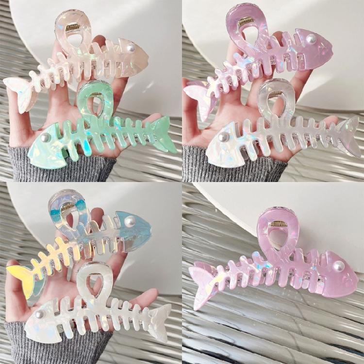 Nacreous Fish Bone Hair Clip Slip Resistant Design Lightweight Hairpin For Women Girls Soft Feel Wear