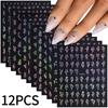 12pcs/set 3D Shiny Leaf Flower Nail Art Sticker Laer Gold Bronzing Leaves Nail Decals 8*10cm Self-Adhesive Nail Art Supplies e5#