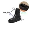 Krazing Pot Cow Skin Natural Fur Autumn Winter Shoes Thick Heels Western Boots Round Toe Keep Warm Lace Up Ankle Boots