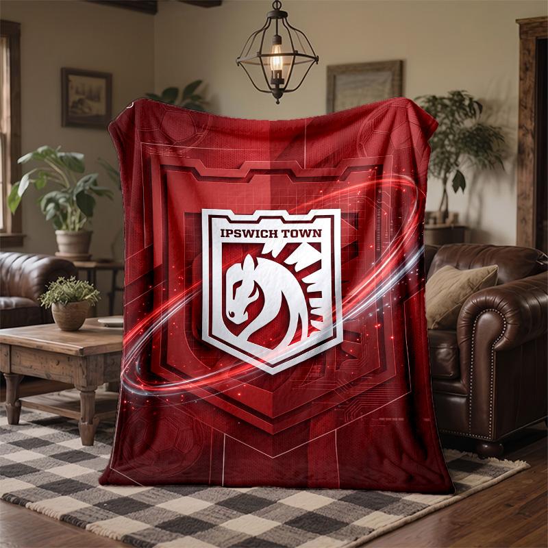 Ipswich Town Football Print Flannel Blanket Soft Warm Sofa Bed Throw Blanket For Home Office Bedroom