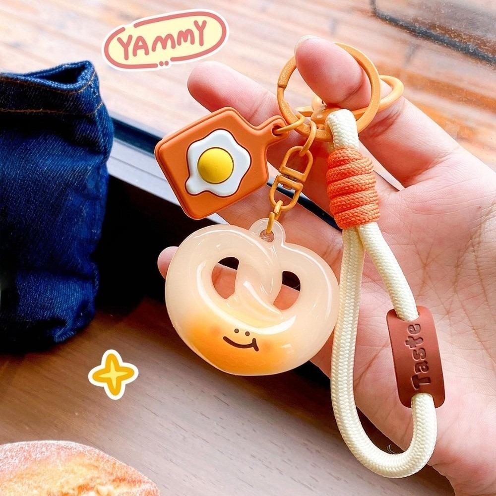 Roast Chicken Detect UV Color Change Bread Pendant Cartoon Toast Pretzel Keychain  Backpack Decor
