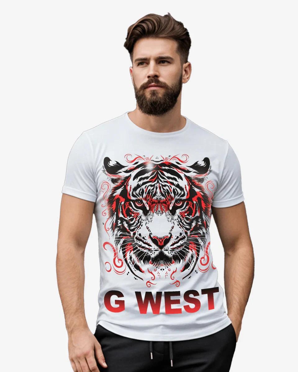 G WEST RED TIGER TEE L