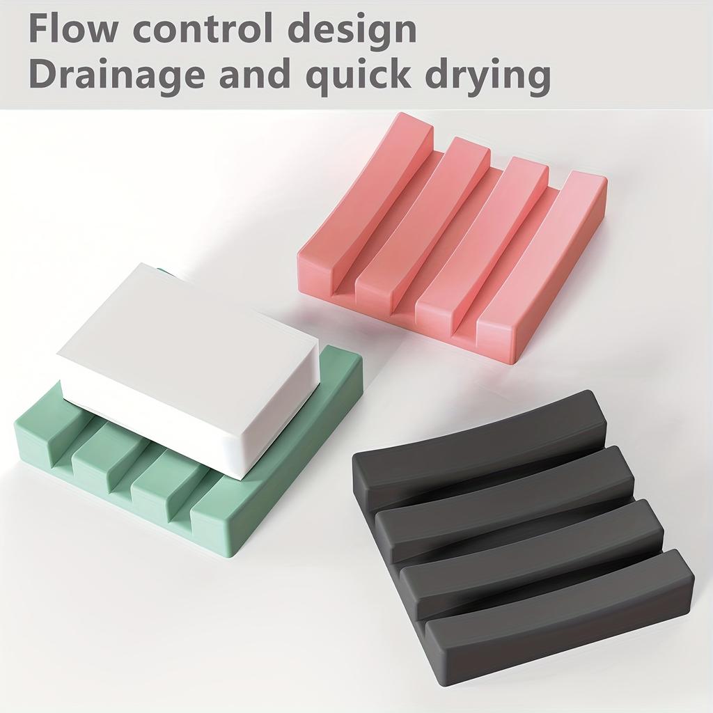 Square Silicone Soap Drying Mat,Multi Functional Splash Guard Barrel for Kitchen&Bathroom Drainage Tray with Non Slip Surface