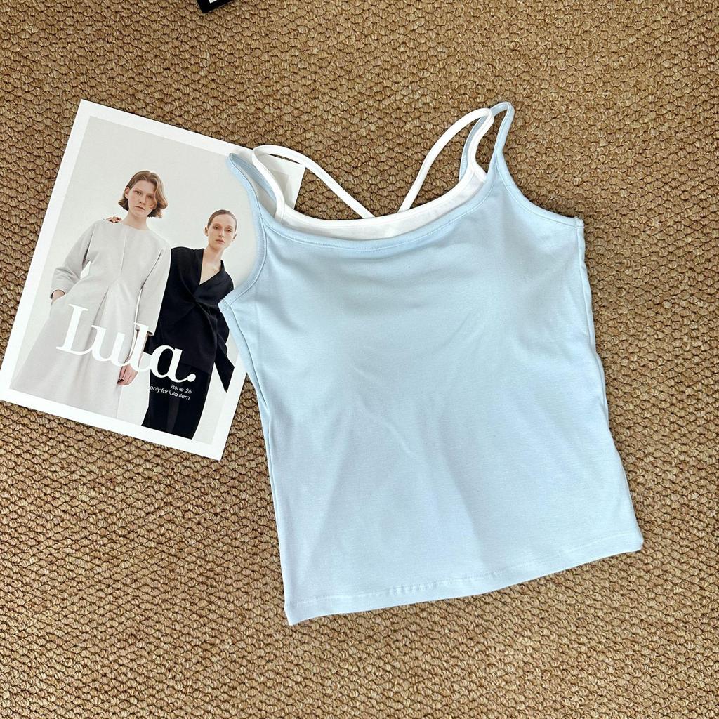 Modal Zweiteiliges Trägertanktop für Damen mit Brustpolstern - Schlankmachendes Würziges Lagenoberteil