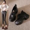 Height Increasing Sports Casual Shoes Spring Autumn New Lace Up Leather Sneakers Versatile Platform Chunky Sole Women's Footwear