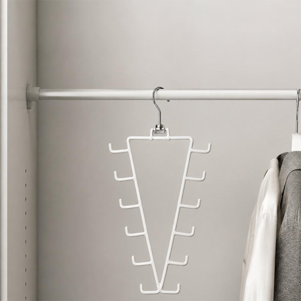 Metal Double Sided Hanger 12 Hooks Multi Hook Organizer Durable Hat Rack  for Wardrobe белый