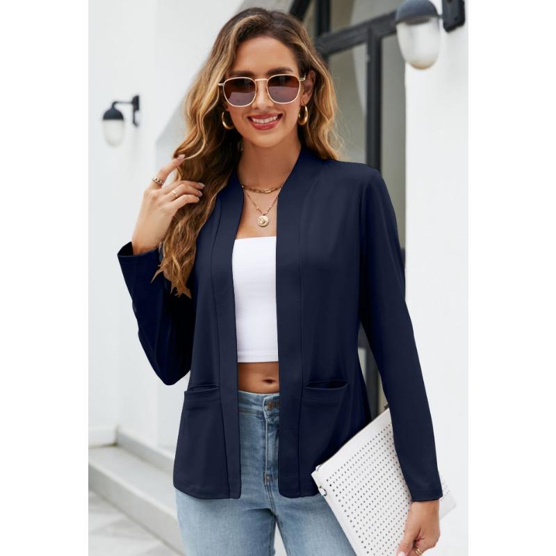 

VEZFAA Женская мода Повседневная весна-осень Однотонный принт Длинный рукав Поло воротник блузки и рубашки XXXL