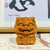 Natural Solid Wood Feng Shui Little Lion Lucky Mini Statue Cute Home Room Office Car Decorations  Featured Mascot A Pair