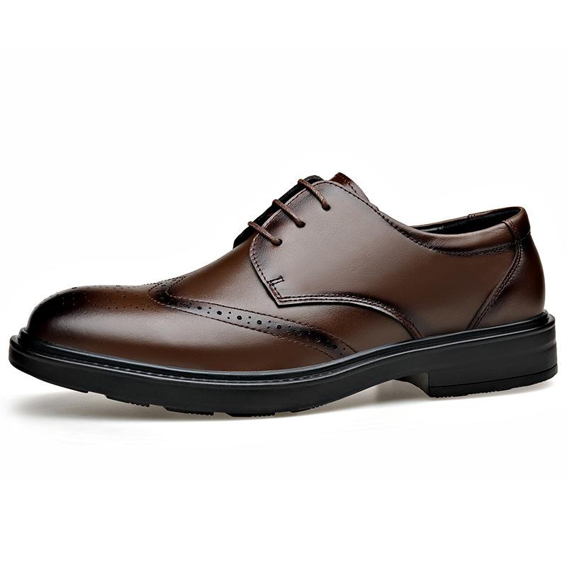 2025 Summer Men's Leather Shoes British Style Casual Business Groom Derby Shoes Heightening Single Shoes Black Formal Men's