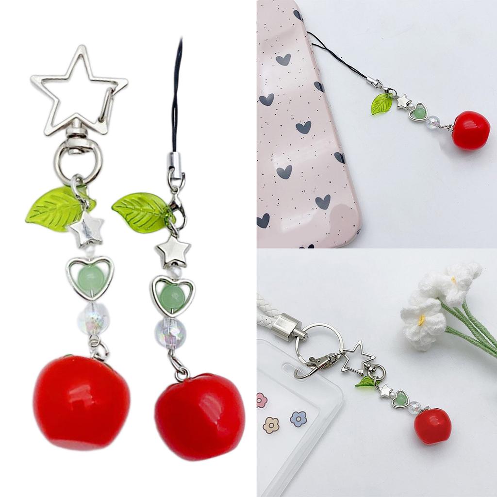 Fashion Mini Tomato Star Bead Pendant Phone Straps Lanyard Pocket Keychain Strap Backpack Charm Car Key Decoration Chain