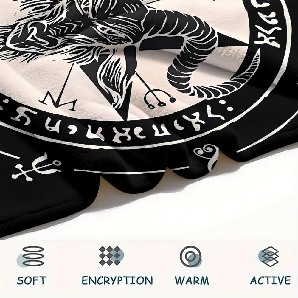 1PC Satan Symbol Print Flannel Blanket, High Quality All Seasons, Home Decor, Warmth and Comfort, Perfect for Christmas Gifts