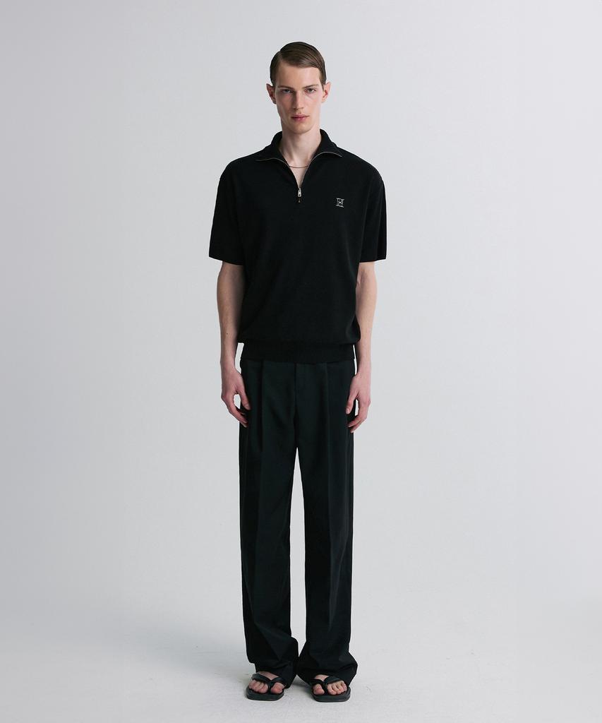 Liimaen Quarter-Zip Knit Polo Shirt Black
