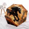 Autumn Leaf Horse Design Automatic Opening/Closing Umbrella with Foldable Design, , Travelers, Daily Use, Gift Suitable for All Occasions112
