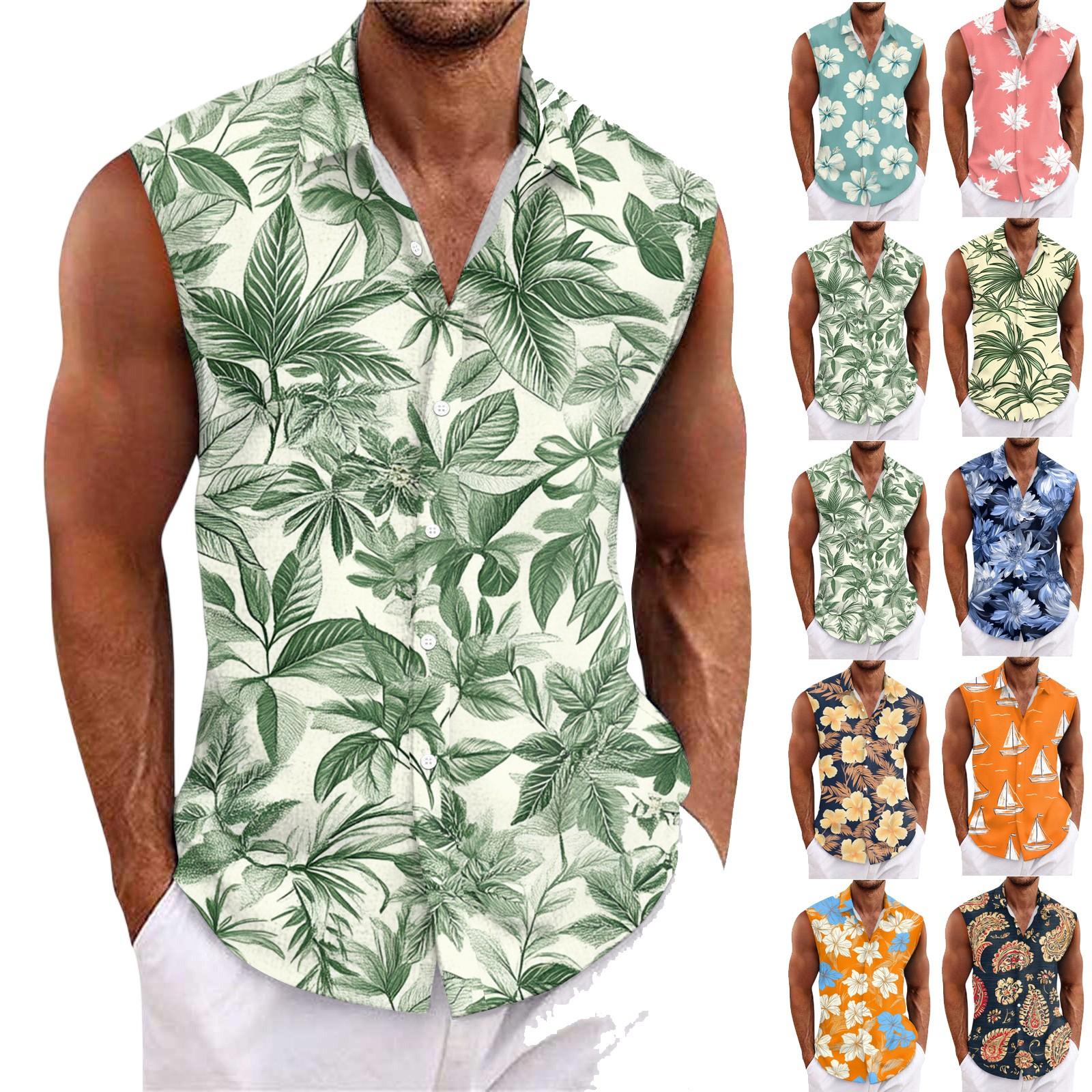 

Men s Hawaiian Lapel Button-down Shirt T-shirt Top L шафрановий