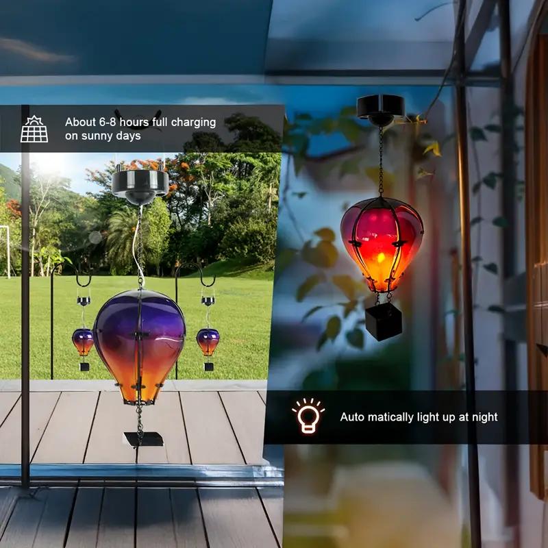 Solar Powered Hot Air Balloon Lantern with Flickering Flame LED Light Outdoor Solar Hot Air Balloon Lights for Yard Patio Decor